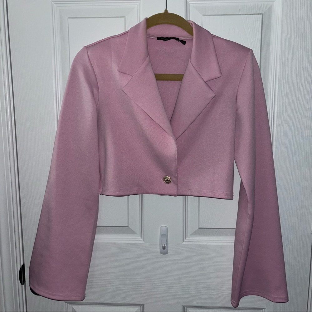 Pink Women's Cropped Blazer